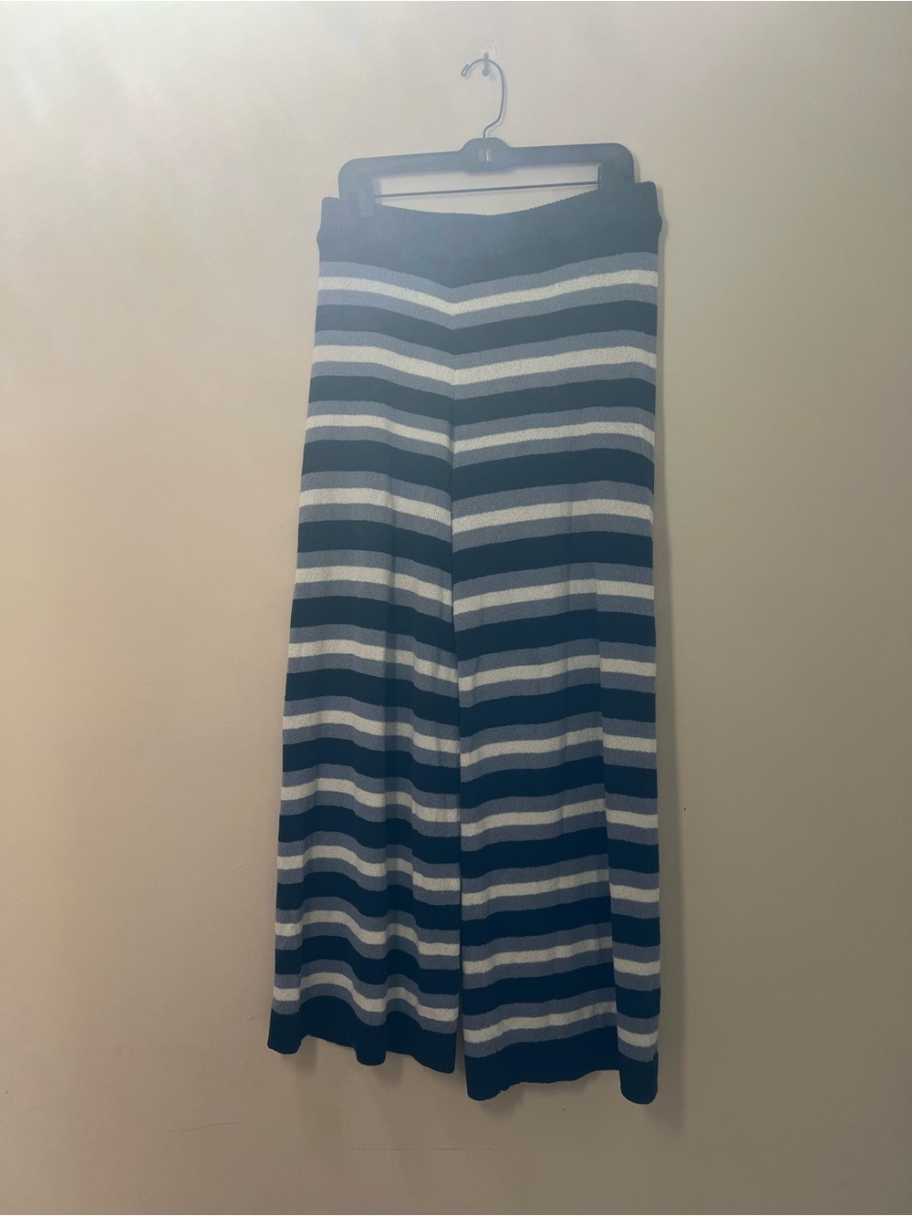 FP beach Striped pant  Knit wide leg in Blue and White